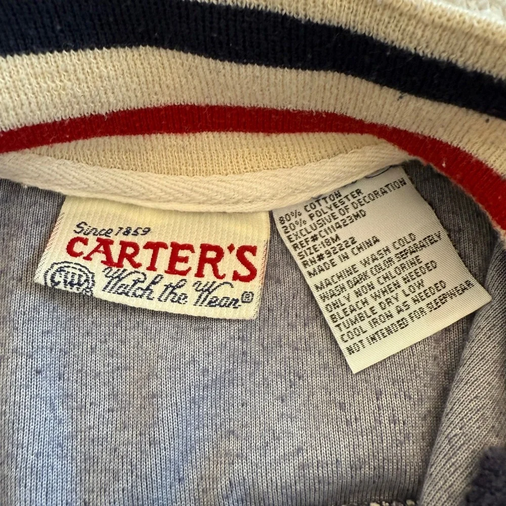 Vintage Carters Navy Blue Velour Track Jacket Zip Up‎ Kids Size 18 Months